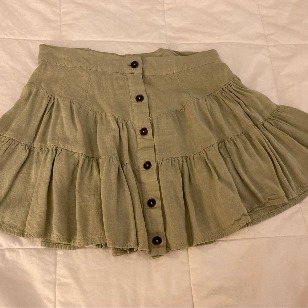 Green mini skirt